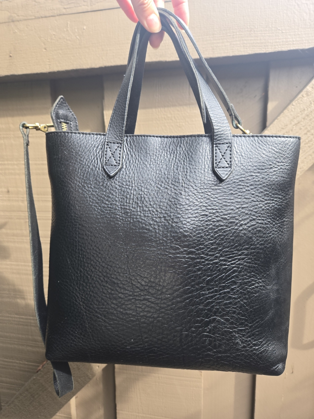 Madewell Zip Top Transport Crossbody Black Leather Tote Small - Picture 13 of 13